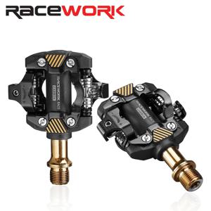 RACEWORK MTB 자동 잠금 SPD 페달, 산악 자전거 클리트 베어링, 발받침 자전거 부품