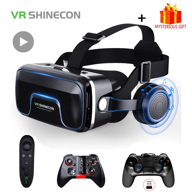 VR Shinecon 10.0 헬멧, 스마트폰 고글 헤드셋 바이어 비디오 게임 쌍안경, 3D 가상 현실 안경