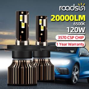 Roadsun-H4 LED 헤드 라이트, H1 H7 H8 H9 H11 9005 HB3 9006 HB4 자동차 Led 조명 20000LM 120W 6500K CSP 칩 하이트 로우 빔 안개등