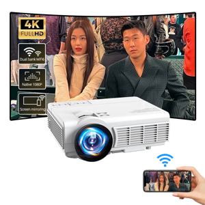 휴대용 프로젝터 4K 홈 시어터 Beamer 스마트폰 화면 미러링 듀얼 WiFi 5G Bluetooth HD 1080P 비디오 프로젝터 hy300