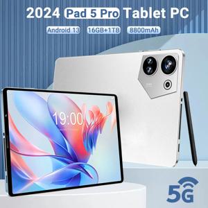 글로벌 버전 태블릿 PC 블루투스, 안드로이드 13 패드 5 프로 2024, 5G 듀얼 SIM 카드 또는 와이파이 태블릿, 16GB + 1TB, 8800mAh