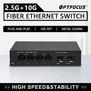 OPTFOCUS 이더넷 스위치, 랜 이더넷 광섬유 허브, 10G SFP 2.5G RJ45 기가비트 스위치, 2 5 GB 이더넷 스위치, 4 5 6 포트