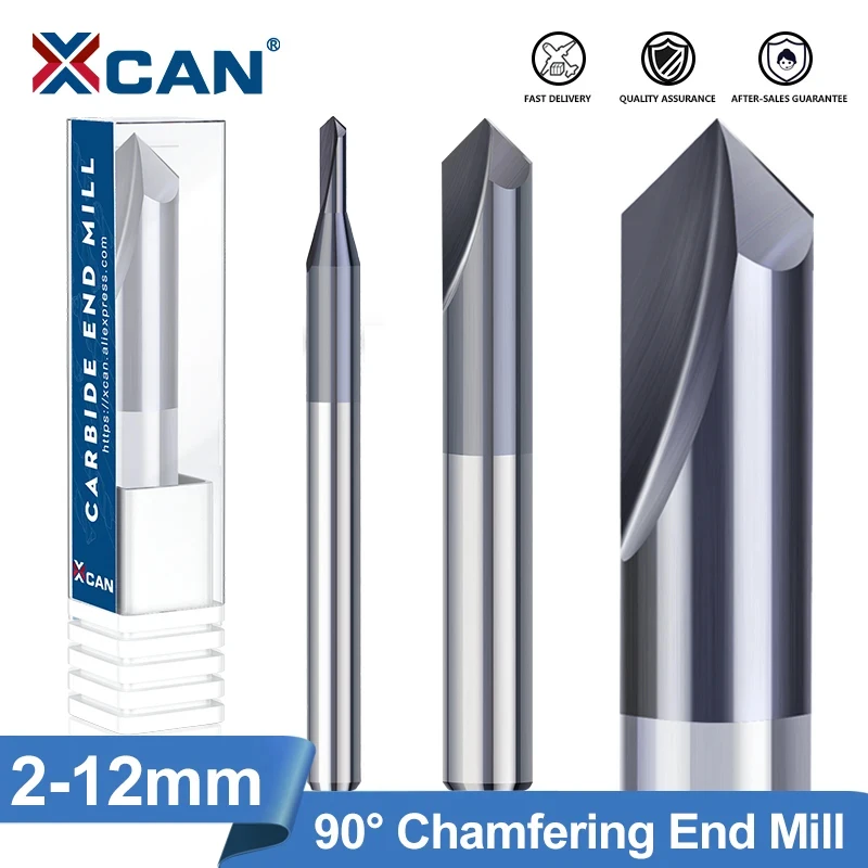 XCAN-챔퍼 엔드밀 90 도 2-12mm, 2 플루트 챔퍼 커터, 챔퍼 라우터 비트, 카바이드 엔드밀, CNC 기계, 밀링 커터