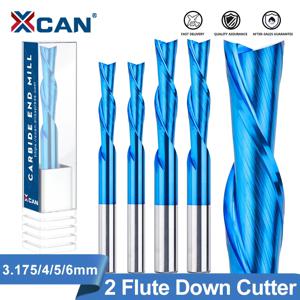 XCAN-2 플루트 커터 3.175-12mm 생크, 왼손 다운 커터, 카바이드, 나선형 엔드밀, 알루미늄 CNC 라우터 비트 절단용