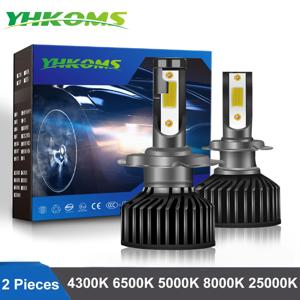 YHKOMS-H4 H7 LED 전구 자동차 헤드라이트, H1 H8 H9 H11 4300K 5000K 6500K 8000K F2 자동 안개등 자동차 액세서리 전구 자동차 12V