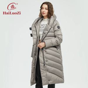 HaiLuoZi-따뜻하고 긴 면화 방풍 후드 지퍼 두꺼운 코트 파카 08 여성용, 플러스 사이즈, 2022 겨울