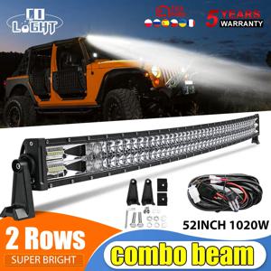 CO LIGHT 곡선 LED 라이트 바 콤보 420W 620W 820W 1020W 이중 행 운전 오프로드 자동차 트럭 4x4 SUV ATV 12V 24V 22 32 42 52 인치