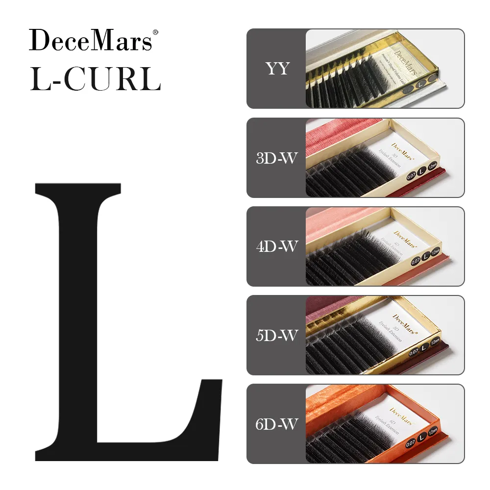 DeceMars L-컬 M 컬 YY 속눈썹 익스텐션, 3D, 4D, 5D, 6D, 12 라인