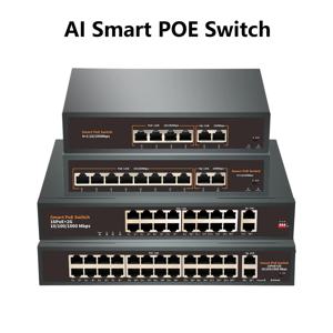 IP 카메라 AI 스마트 52V 스위치용 POE 스위치, IEEE 802.3af/at 4 8 16/24 포트 네트워크 스위치, 8 포트, 100mbps, 1000mbps 기가비트