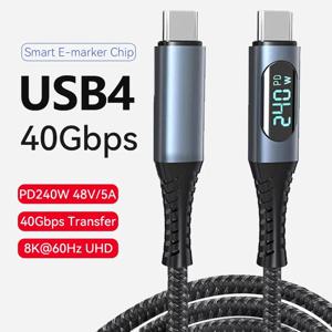 LED 디스플레이가 있는 USB 4 케이블, 8K 비디오 지원, 40Gbps 240W USB C 충전 케이블, lphone 15 MacBook 모니터 도킹 스테이션