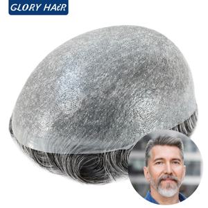 GLORYHAIR OS21 바이오 씬 스킨 남성용 가발, PU 남성용 모세관 보형물, 페루크 고급 품질, 인도 인모