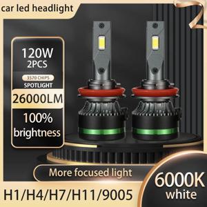 9005 9006 LED 헤드라이트 전구, 단일 구리 튜브, 매우 밝은 자동차 LED 헤드라이트, H4 H7 H11, 2 개