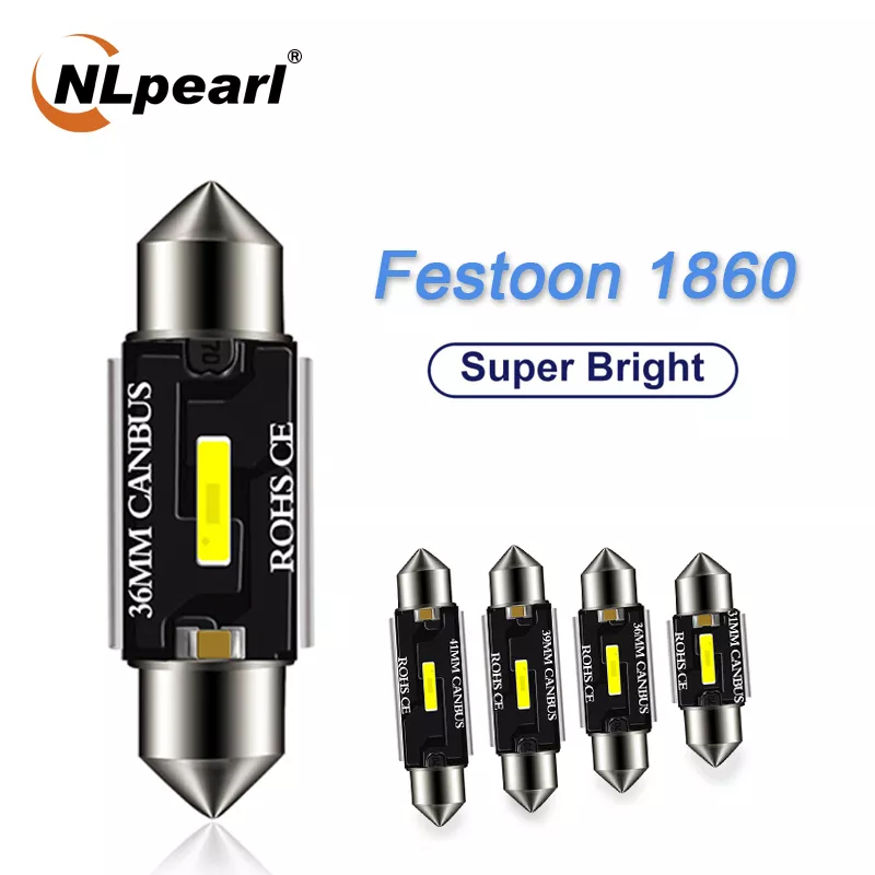 NLpearl LED CSP 1860 신호 램프 캔버스 전구, 꽃줄 조명, 자동차 인테리어, 독서 돔 조명, 2x C5W C10W, 31mm 36mm 39mm 41mm