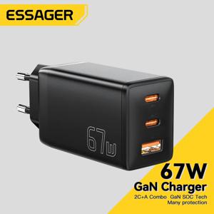 Essager 65W GaN USB C 충전기 PD QC 4.0 3.0 C타입 급속 충전, 삼성 아이폰 1514 13 프로 폰 맥북 노트북 고속 충전기