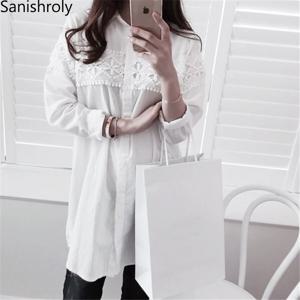 Sanishroly 봄 가을 여성 긴 소매 블라우스, 캐주얼 루즈 화이트 레이스 블라우스, 여성 오피스 셔츠 상의, 플러스 사이즈 4XL S628, 신상