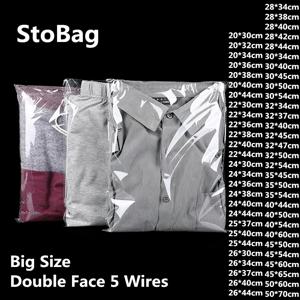 StoBag 투명 의류 가방, 셀프 도장 봉지, 결혼식 파티 OPP 선물 가방, 티셔츠 및 의류용 접착 가방, 100 개