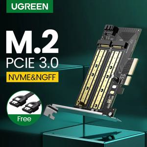 Ugreen PCIE-M2 어댑터 NVMe M.2 PCI Express 어댑터 32Gbps PCI-E 카드 x4/8/16 M & B 키 SSD 컴퓨터 확장 카드 추가