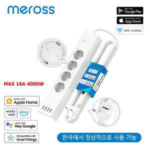 Meross 스마트 전원 스트립 와이파이 서지 보호기, EU, FR, UK, US, JP 플러그 소켓 확장 지원, 홈키트, 시리, 알렉사, 구글 어시스턴트