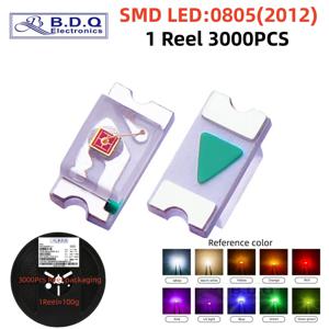 SMD LED 0805 레드 그린 옐로우 핑크 웜 화이트 오렌지 아이스 블루 UV 라이트 2012 발광 다이오드, 고휘도 품질, 3000 개