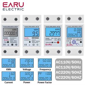 단상 LCD 디지털 에너지 미터 리셋 0 kWh 전압 전류 소비 전력 카운터 전기 와트미터 220V 딘 레일