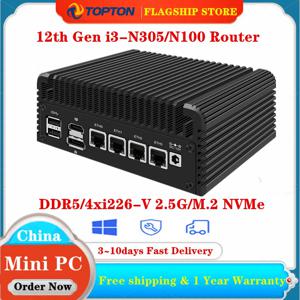 팬리스 방화벽 소프트 라우터, 미니 PC Proxmox ESXi 호스트 서버, 인텔 i3 N305 N200 N100, DDR5, 4800MHz, 4xi226-V, 2.5G LAN, 12 세대