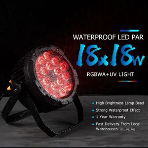 SHEHDS 방수 LED 18x18W RGBWA + UV 파 조명, 컬러 믹싱 플래시, IP65, 야외 무대 쇼, 웨딩 파티, DJ 디스코, 4 개, 2 개