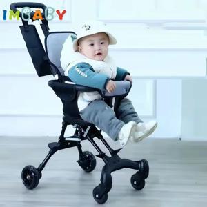 IMBABY 아기용 휴대용 경량 유모차, 여행용 트롤리, 접이식 4 륜 아기 카트, 양방향 좌석