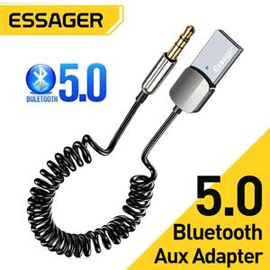 Essager 블루투스 Aux 어댑터 동글 USB 3.5mm 잭 자동차 오디오 Aux 블루투스 5.0 핸즈프리 키트 자동차 리시버 BT 송신기