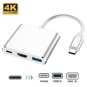 3 인 1 타입 C ~ 4K HDMI 호환 USB 3.0 충전 어댑터 USB C 허브 노트북 맥북 에어 프로, USB 3.0 도킹 스테이션 분배기