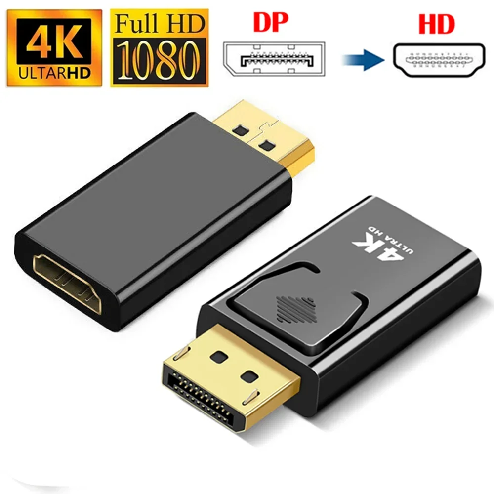 PC TV 노트북용 디스플레이 포트-HDMI 호환 어댑터, DP 수-암 HD TV HDMI 호환 비디오 오디오 케이블, 4K 1080P