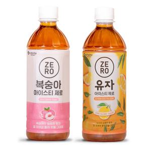 맥널티 아이스티 제로칼로리 음료 500ml (유자12개입+복숭아12개입)