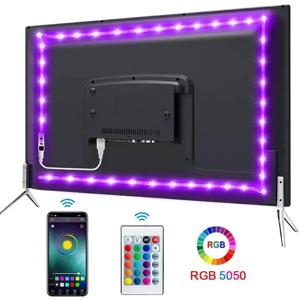 테이프 블루투스 USB LED 스트립 조명 5050 SMD 5V USB RGB 조명 유연한 LED 램프 테이프 리본 RGB 자체 접착 TV 데스크탑 다이오드