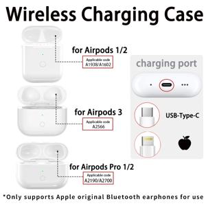 무선 충전 케이스 교체, 블루투스 페어링 동기화 단추 포함, 에어팟 프로 1, 2, 3 충전기 케이스와 호환