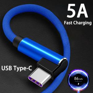 고속 충전 C 타입 케이블, 5A, 90 도 엘보 케이블, USB C 케이블, 게임용, 삼성, 샤오미, 레드미, 아너 폰 충전기