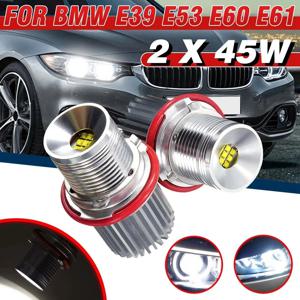 화이트 LED 자동차 엔젤 아이즈 LED 마커 헤드라이트 전구, 할로 링 라이트, BMW E39 E53 E60 E61 용, 45W, 2 개