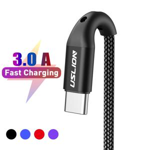 USLION 3A USB C 타입 케이블, 고속 충전 와이어, 삼성 갤럭시 S8 S21 플러스 샤오미 Mi11 화웨이 휴대폰 USB C 충전기 케이블