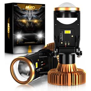 AILEO LED Canbus 자동차 헤드라이트 변환 키트, 미니 프로젝터 렌즈, 화이트 하이 로우 빔, 100W, 6500K, 20000LM, H4, 9003, HB2