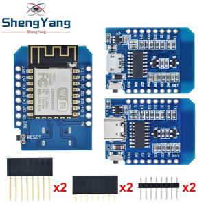 미니 와이파이 개발 보드, 핀 포함 D1 미니 TYPE-C, 마이크로 ESP8266 ESP-12F CH340G V2, USB D1 미니 NodeMCU Lua IOT 보드, 3.3V