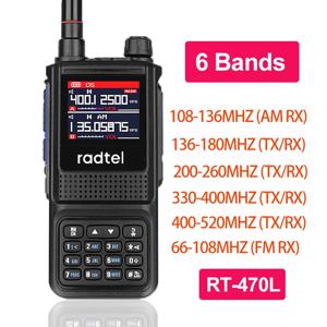 Radtel RT-470L 아마추어 햄 양방향 라디오 방송국, 256CH 에어 밴드 워키토키 NOAA LCD 컬러 경찰 스캐너 항공, 5W 6 밴드