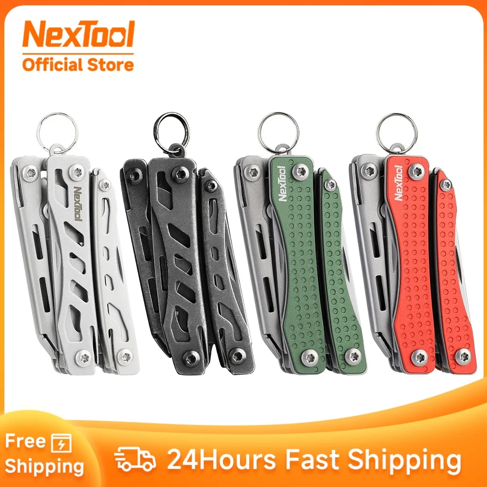 NexTool 다기능 접이식 EDC 수공구 스크루드라이버, 미니 펜치, 병따개, 야외 미니 플래그십, 레드, 그린, 10 인 1