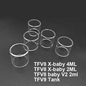 스트레이트 플랫 유리 탱크, 스모크 TFV8 X-baby 4ML 2ML TFV8 Baby V2 2ml TFV9 탱크 교체 유리 탱크 컨테이너, 5PCs