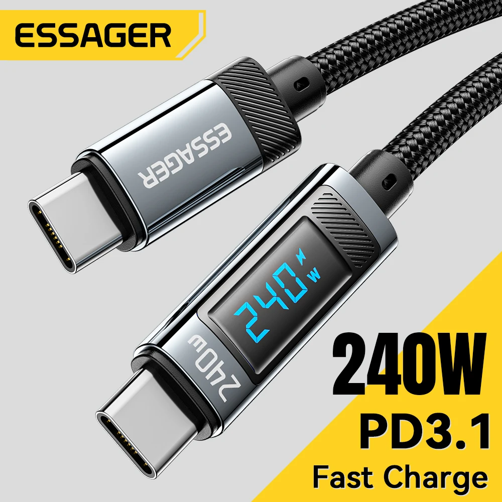 Essager USB C 타입-USB C 케이블, 100W PD 3.1 고속 충전 충전기 와이어, 맥북 프로, 샤오미, 삼성 노트북 2M, 240W