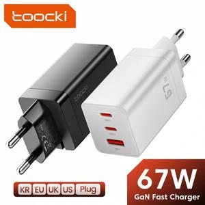 Toocki GaN USB C 타입 고속 충전기, 아이폰 15, 14, 13, 12 프로, 맥북용, 65W, QC4.0, PD 3.0, 45W, 67W