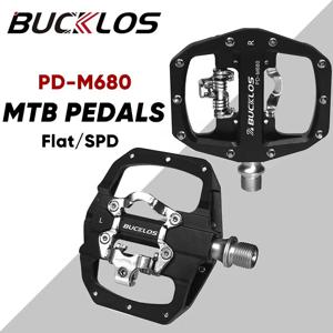 BUCKLOS 산악 자전거 페달, 알루미늄 사이클링 페달, 3 개의 밀폐 베어링 PD-M680, 듀얼 클립리스 플랫 앤 락 페달, 시마노 SPD