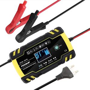 FOXSUR-12V, 24V 8A 스마트 배터리 충전기, 자동 시작, 고속 충전기, 자동차, 오토바이, 트럭용, 디pcycle, 습식, 건식, 납산