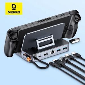 Baseus USB C 도킹 스테이션, 스팀 데크 닌텐도 스위치용, DP HDMI 호환 기가비트 이더넷 USB 3.0 허브, C타입, 4K @ 60Hz