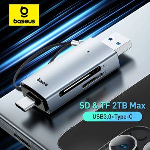 Baseus 노트북 액세서리용 스마트 카드리더, USB C 및 USB3.0 to SD Micro SD TF 메모리 카드 장치, 104 MB/s 2TB