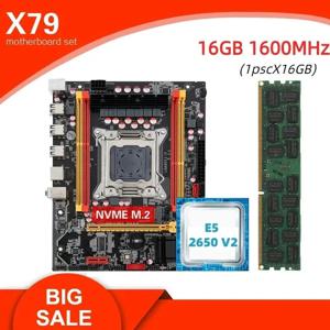 Kllisre X79 마더보드 키트 콤보 XEON E5 2650 V2 LGA 2011 CPU, 1 개 X 16GB 메모리 DDR3 1600 ECC RAM