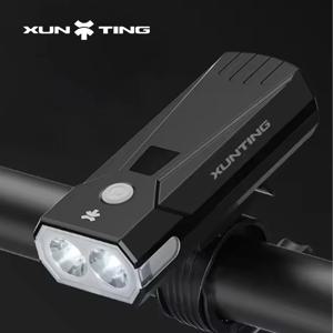 Xunting USB 충전식 LED 자전거 조명, MTB 손전등, 자전거 헤드라이트, 사이클링 자전거 프론트 램프, 5 가지 모드