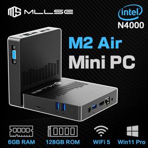 MLLSE 듀얼 밴드 와이파이 블루투스 USB 미니 PC, M2 에어 인텔 제미니 레이크 N4000, 윈도우 11, 6GB RAM, 128GB ROM